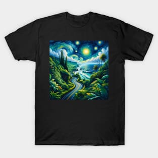 Road To Hana Maui Starry Night - Beautiful Iconic Places T-Shirt